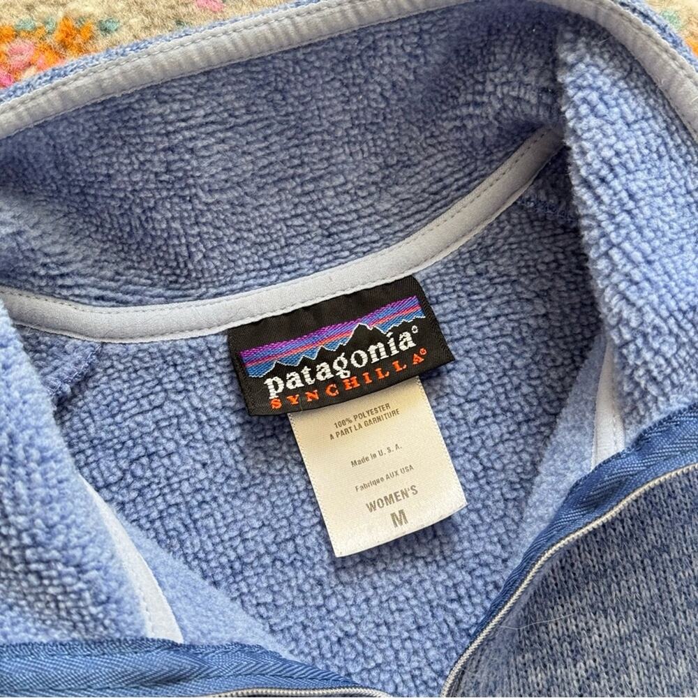 Patagonia Synchilla Blue 1/4 Zip Fleece Lined Pullover Sweater Women’s Medium - Picture 4 of 7